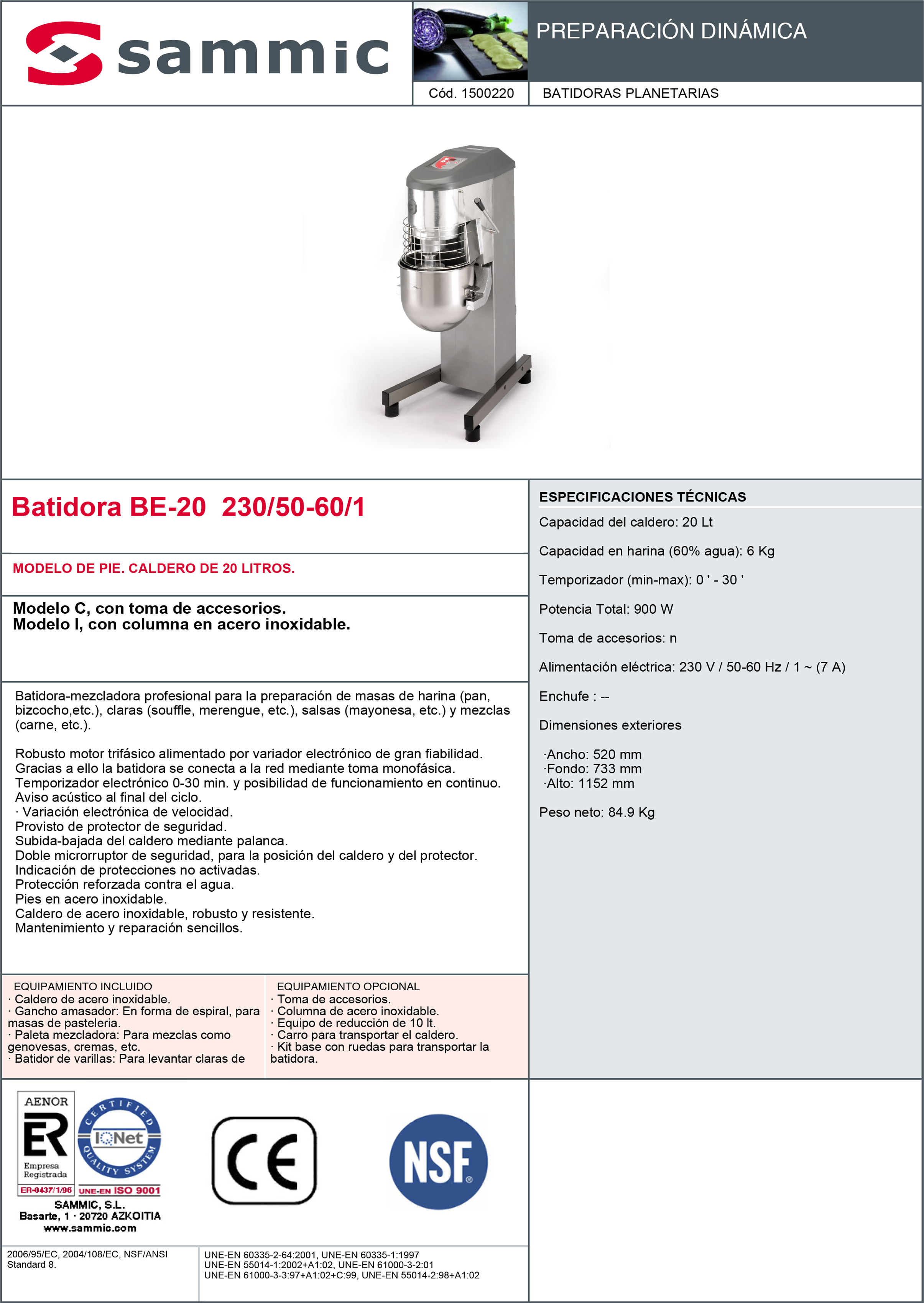 Imagen de Batidora planetaria Sammic BE-20