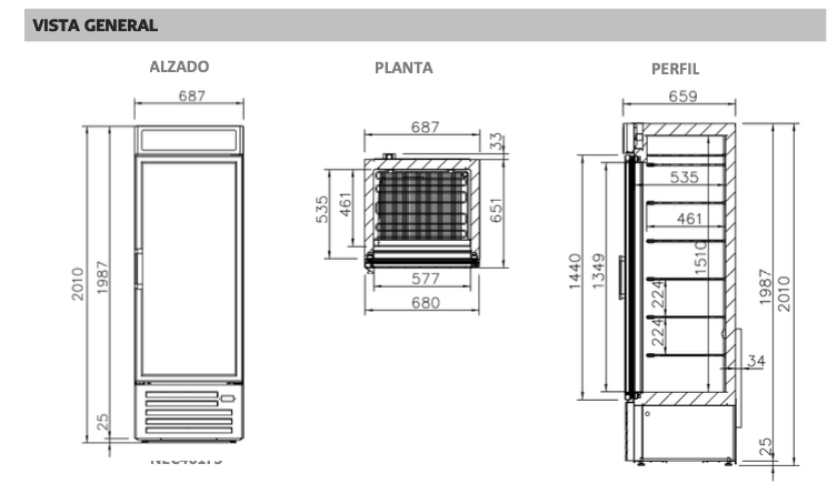 Imagen de Armario congelación puerta de cristal Infrico NEC401FS