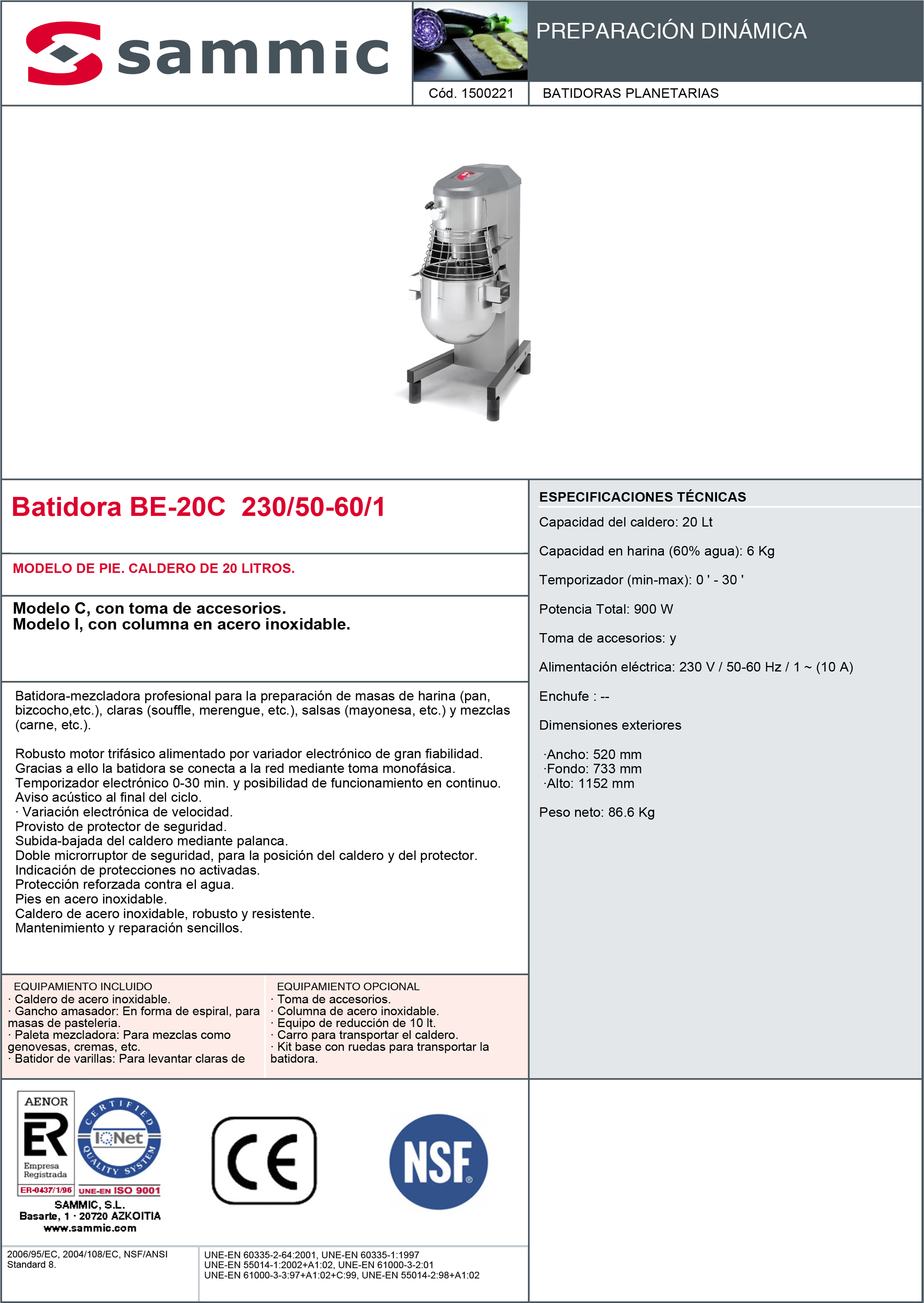Imagen de Batidora planetaria Sammic BE-20C