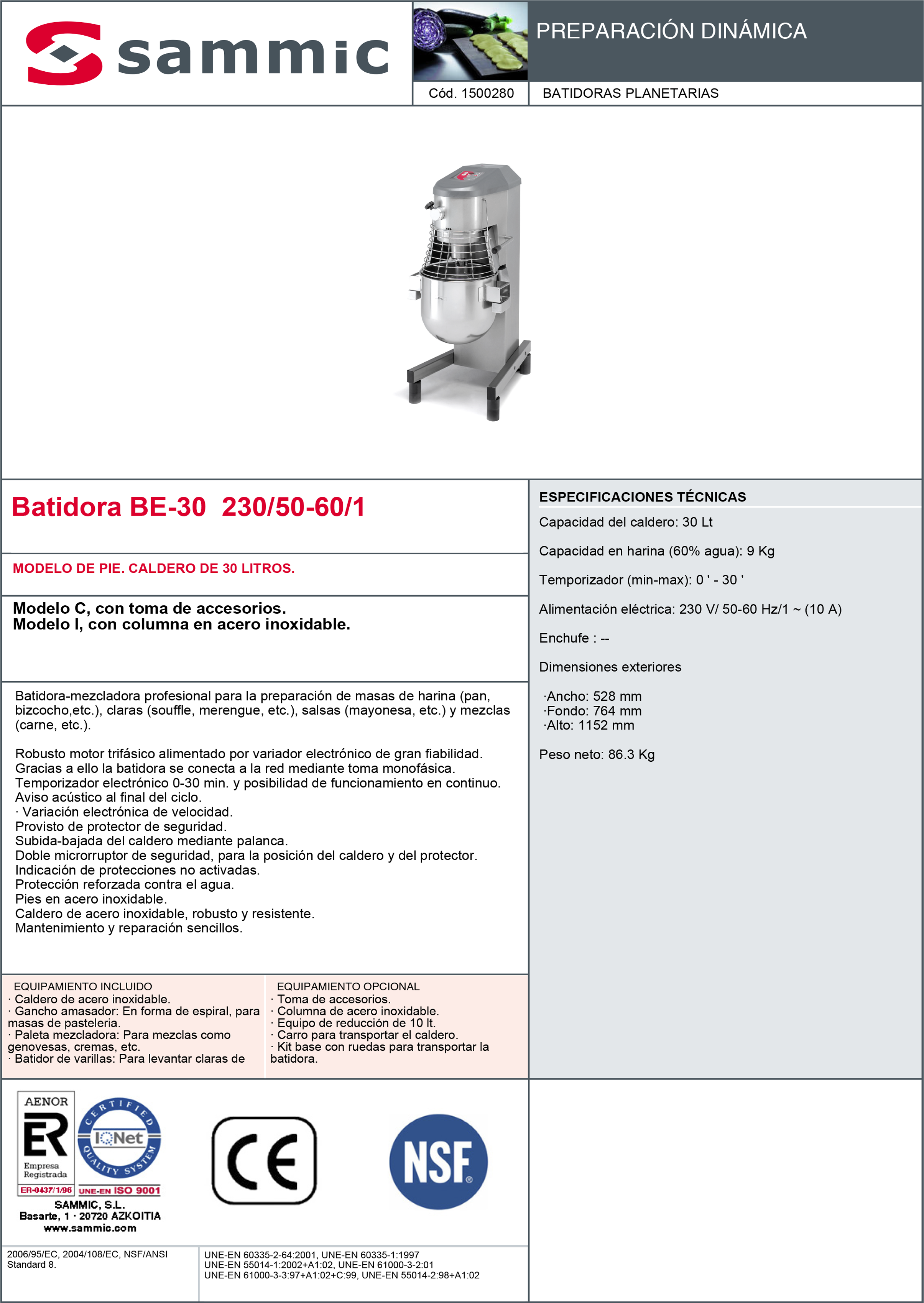 Imagen de Batidora planetaria Sammic BE-30