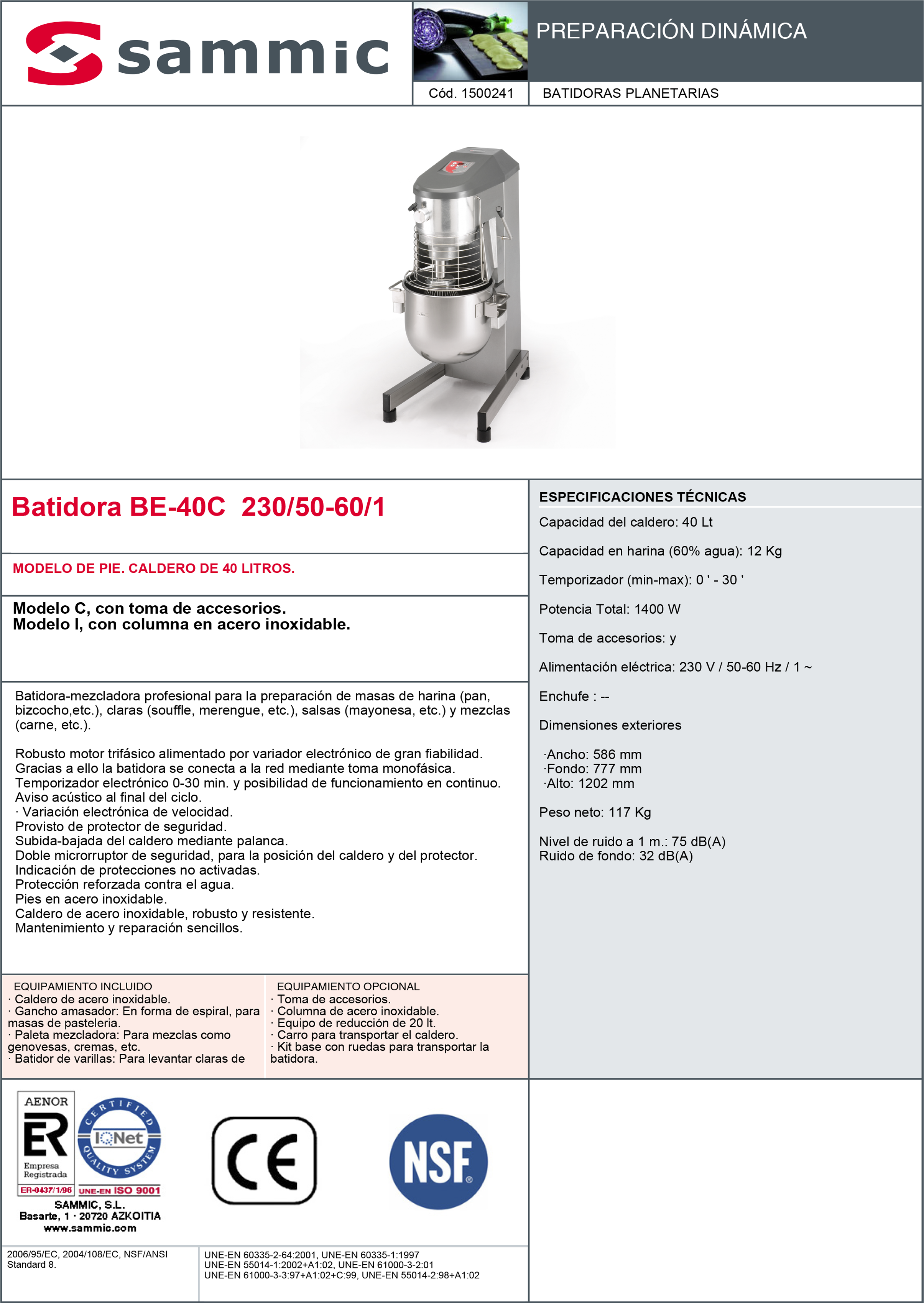 Imagen de Batidora planetaria Sammic BE-40C