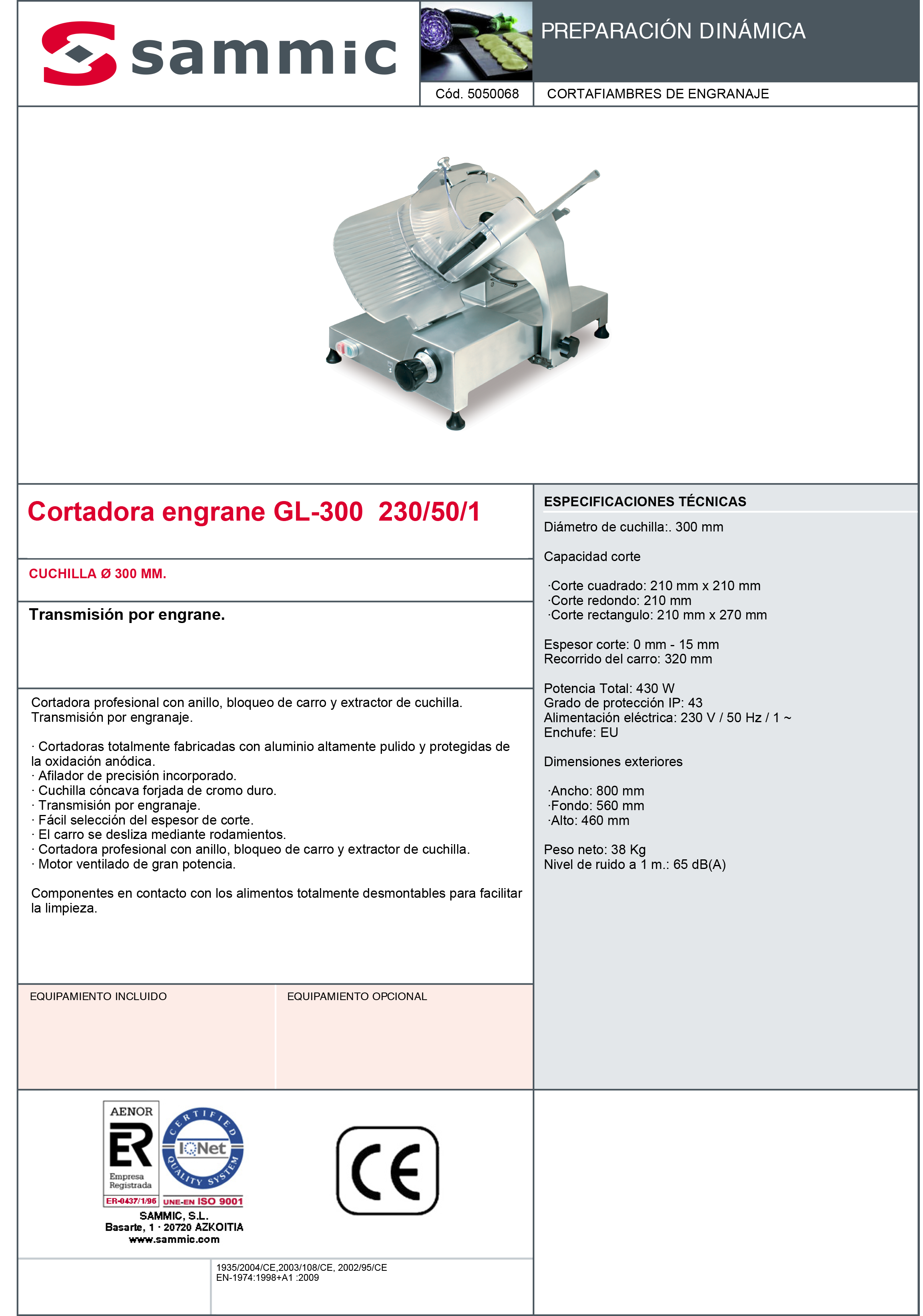 Imagen de Cortadora de Engranaje Sammic GL-300
