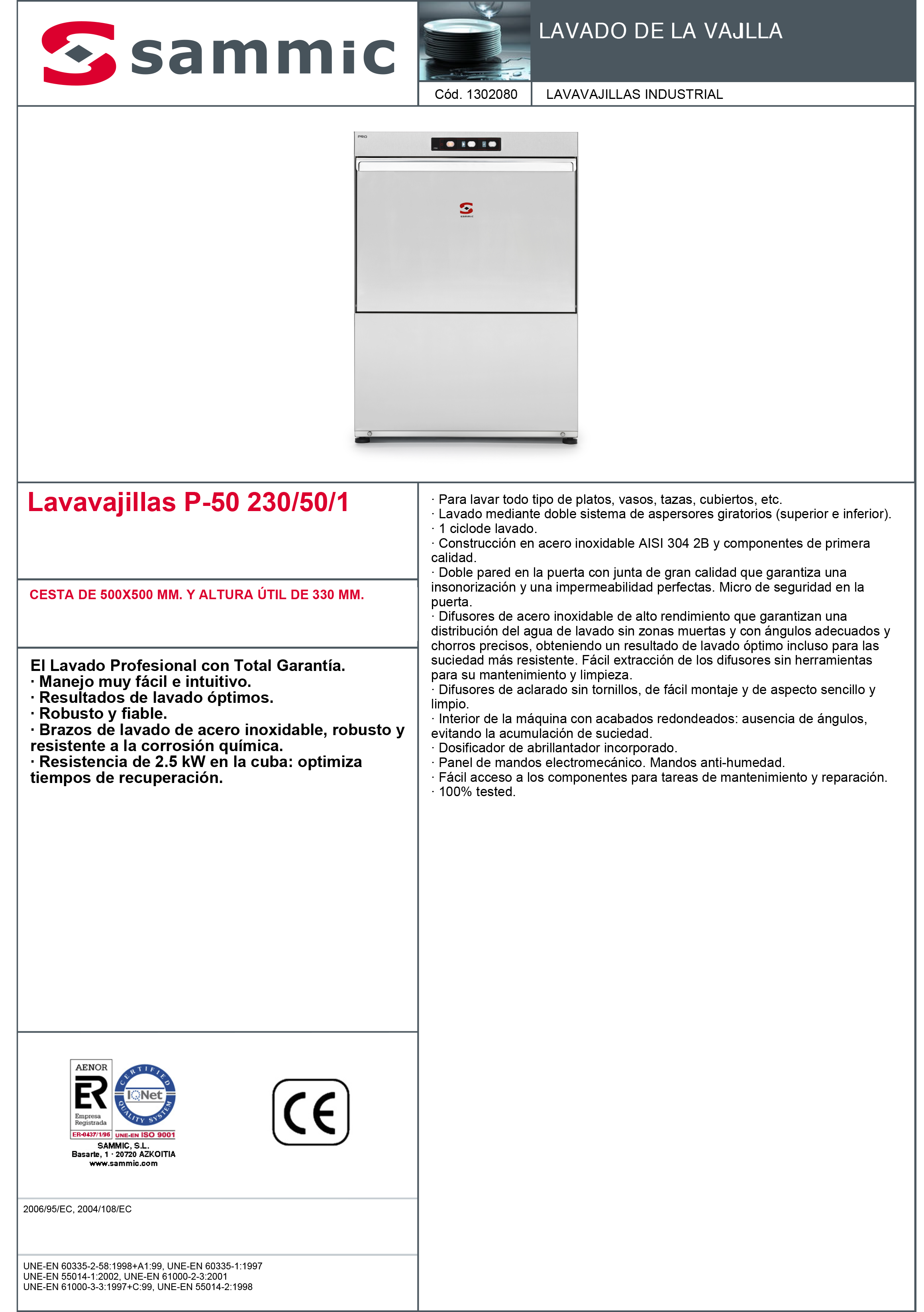 Imagen de Lavavajillas Sammic P-50
