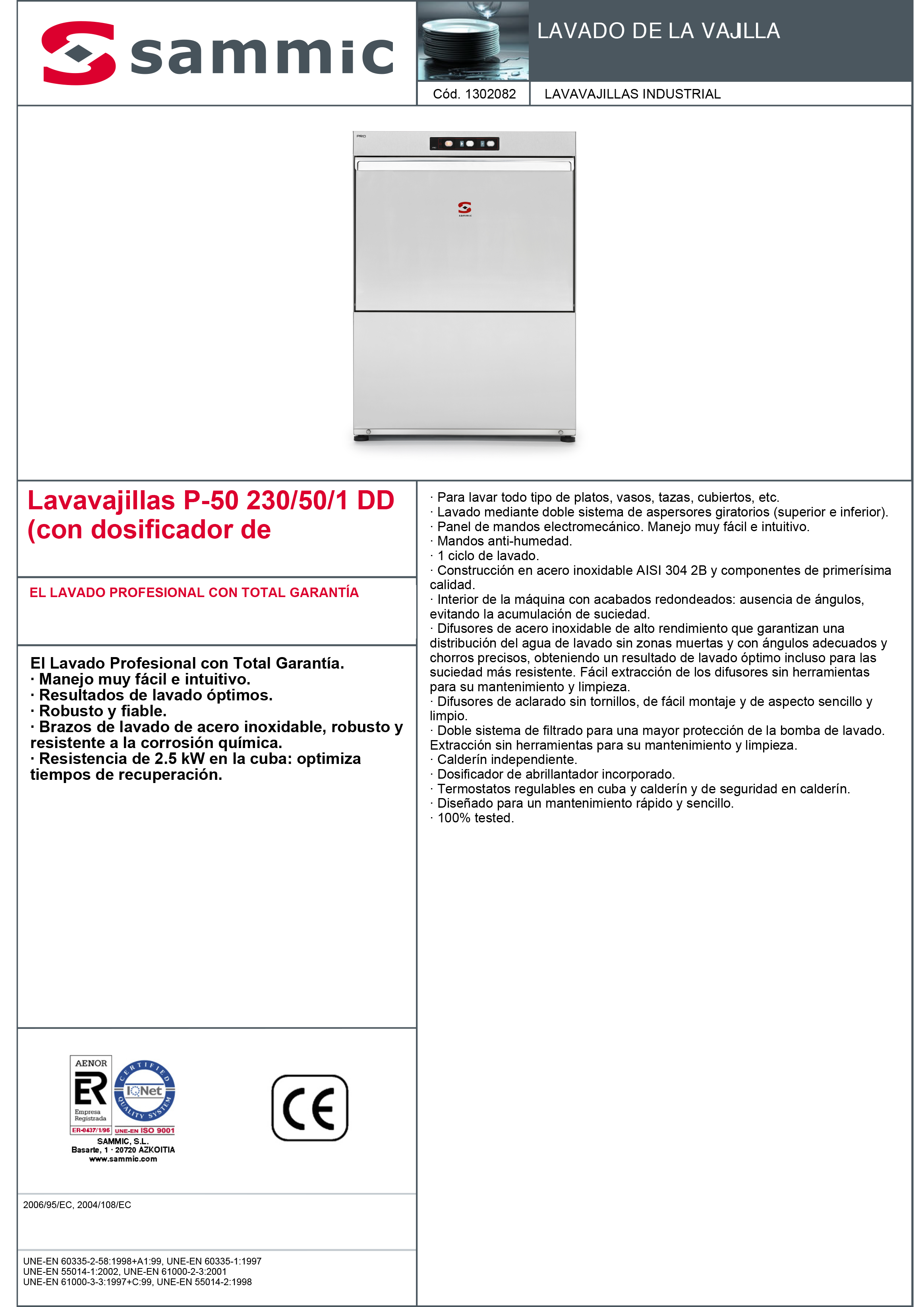 Imagen de Lavavajillas Sammic P-50 DD