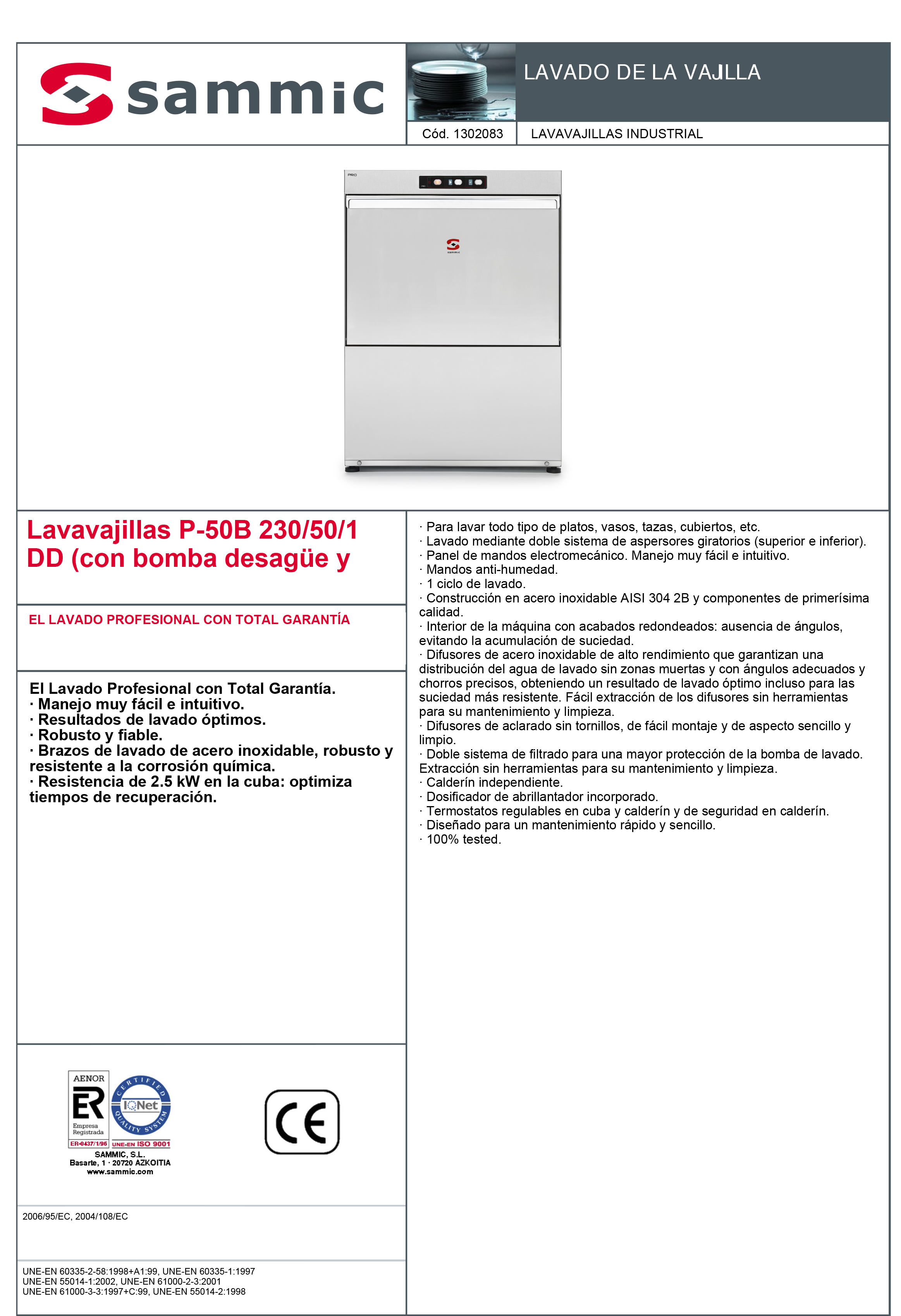 Imagen de Lavavajillas Sammic P-50 BDD