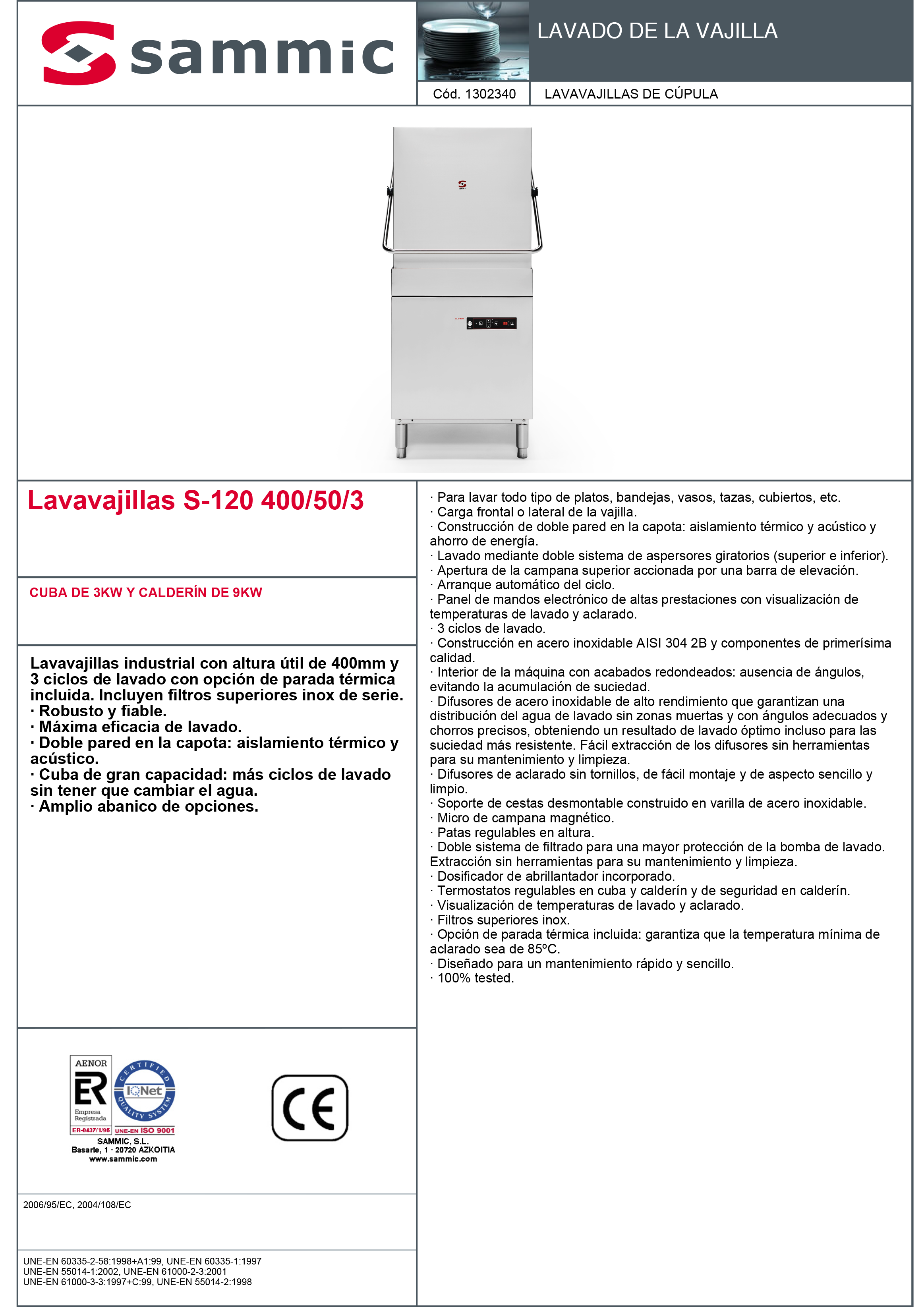 Imagen de Lavavajillas de Cúpula Sammic S-120