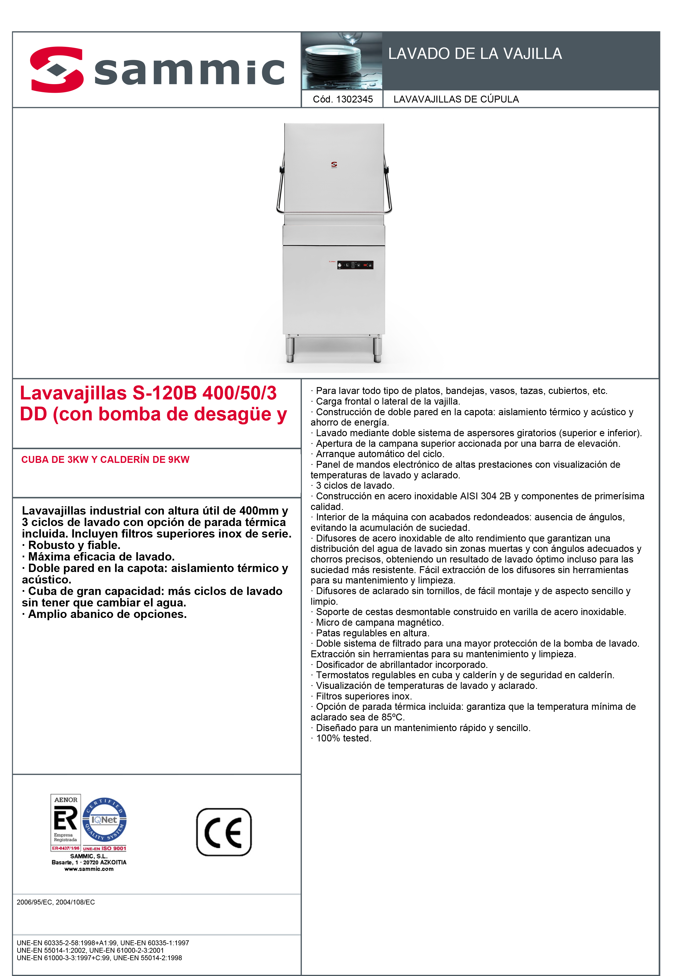 Imagen de Lavavajillas de Cúpula Sammic S-120DD