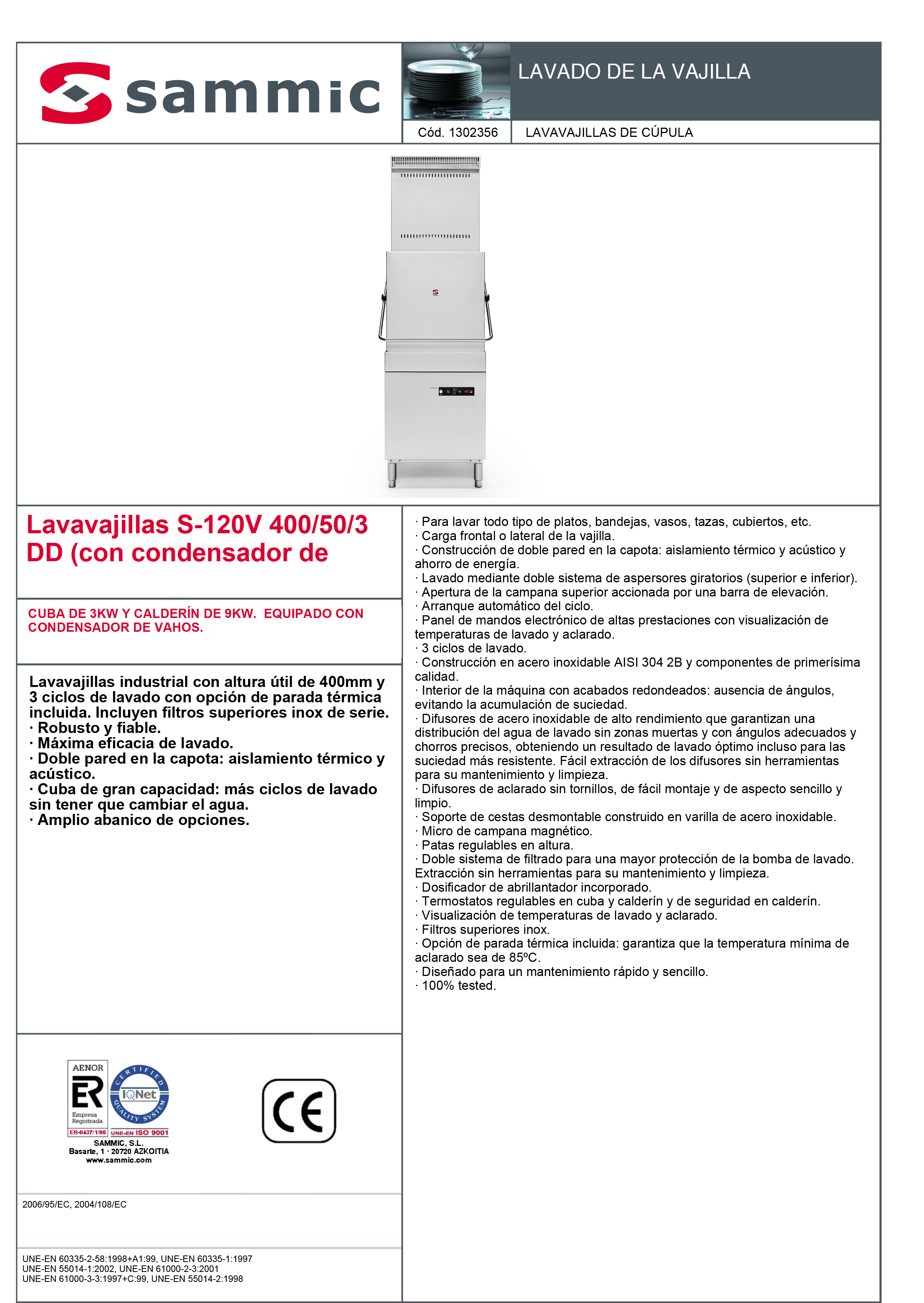 Imagen de Lavavajillas de Cúpula Sammic S-120VDD