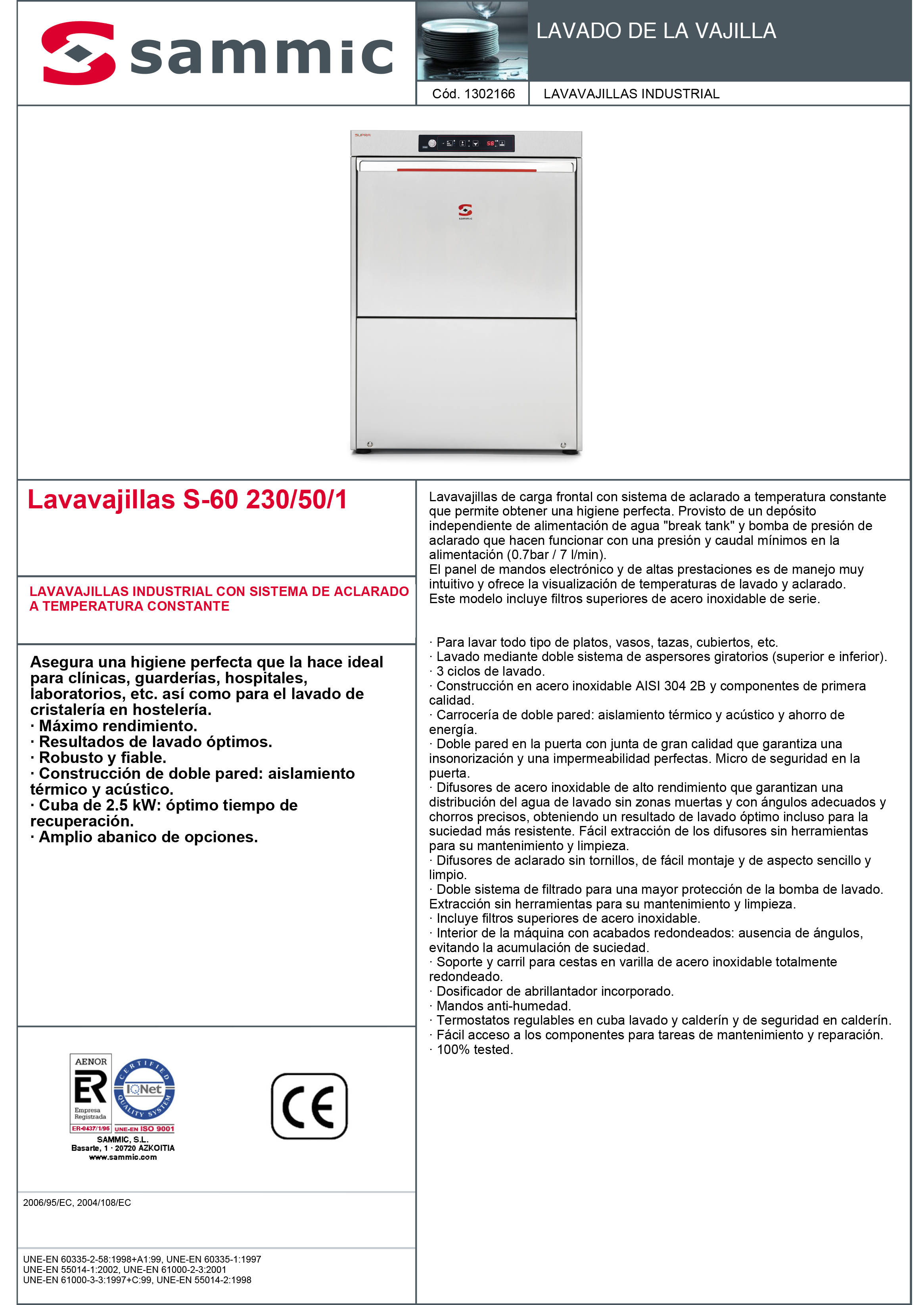 Imagen de Lavavajillas Sammic S-60