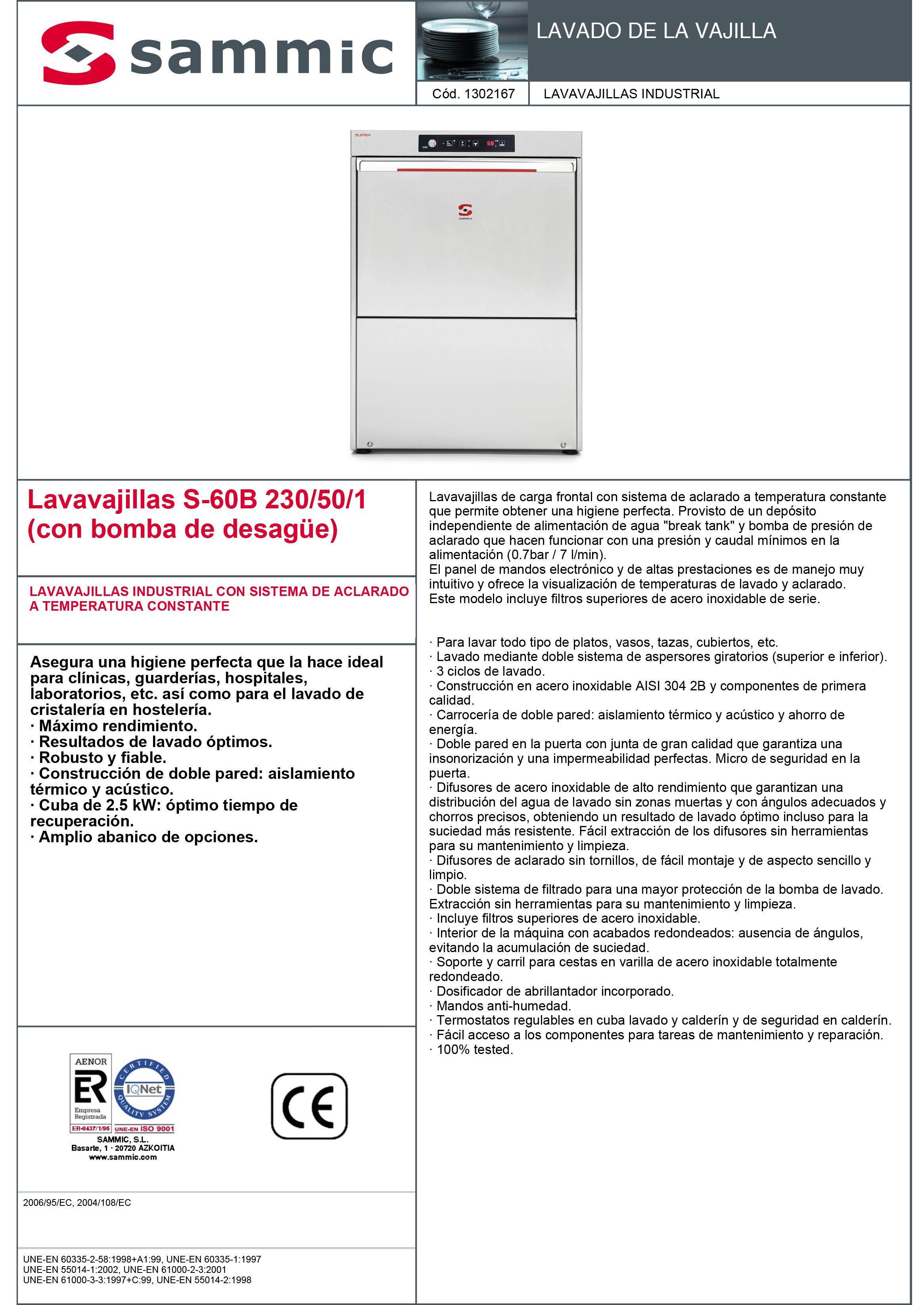 Imagen de Lavavajillas Sammic S-60B
