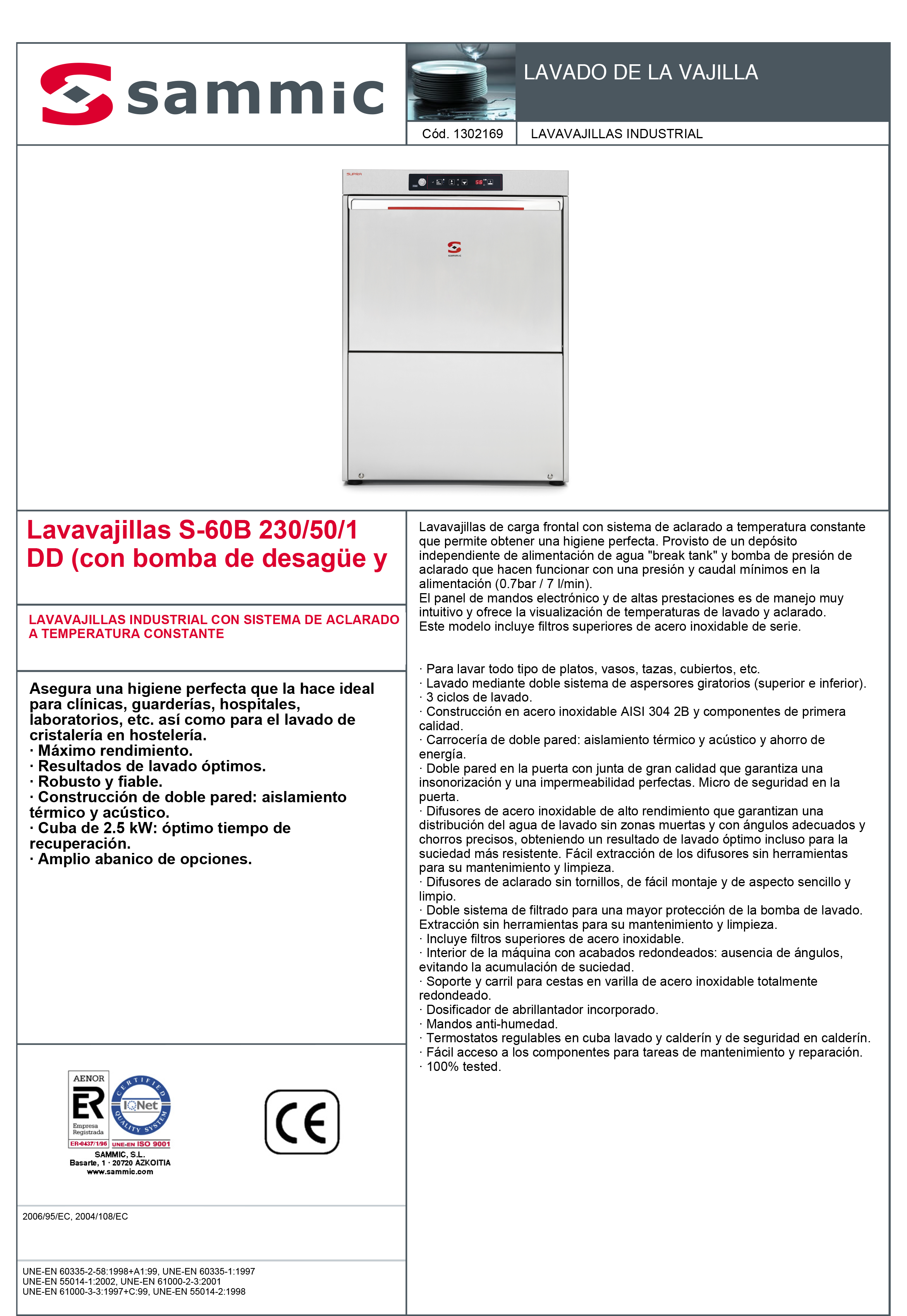 Imagen de Lavavajillas Sammic S-60BDD