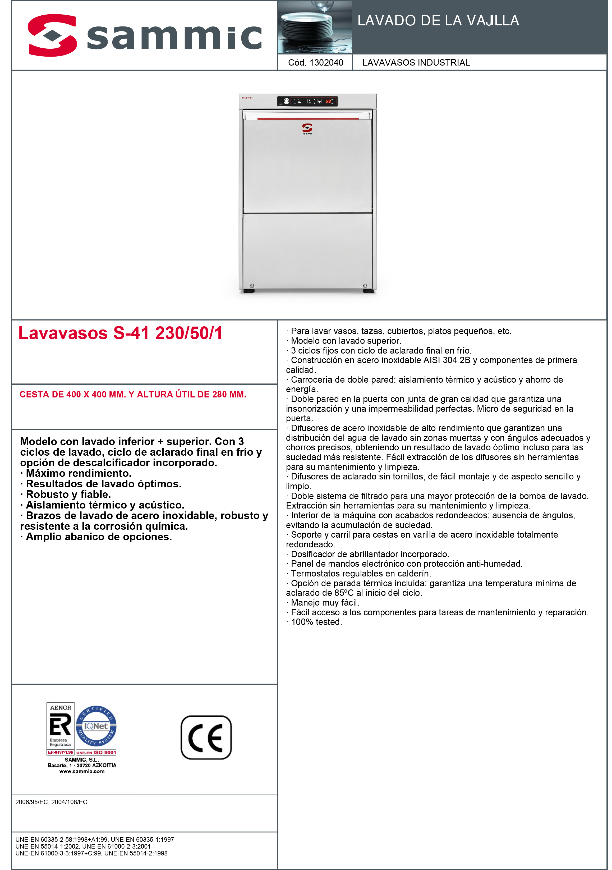 Imagen de Lavavasos Sammic S-41