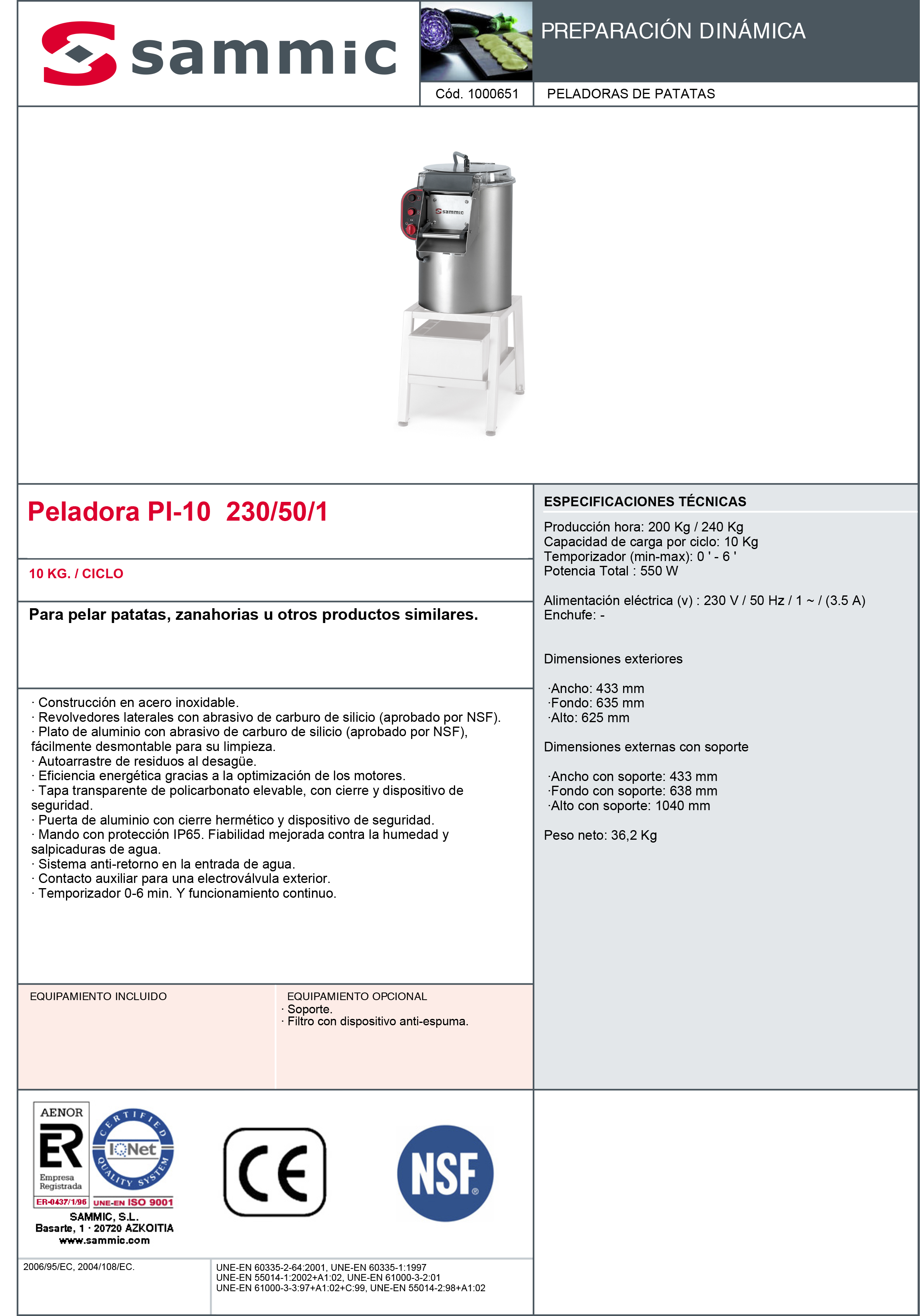 Imagen de Peladora de patatas Sammic PI-10