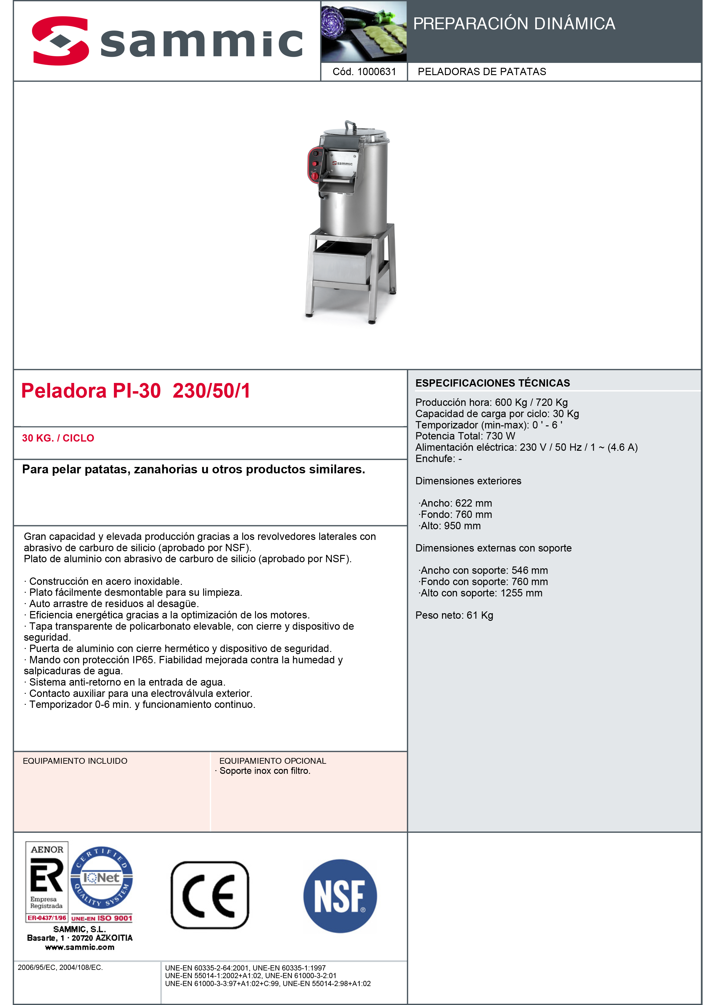Imagen de Peladora de patatas Sammic PI-30