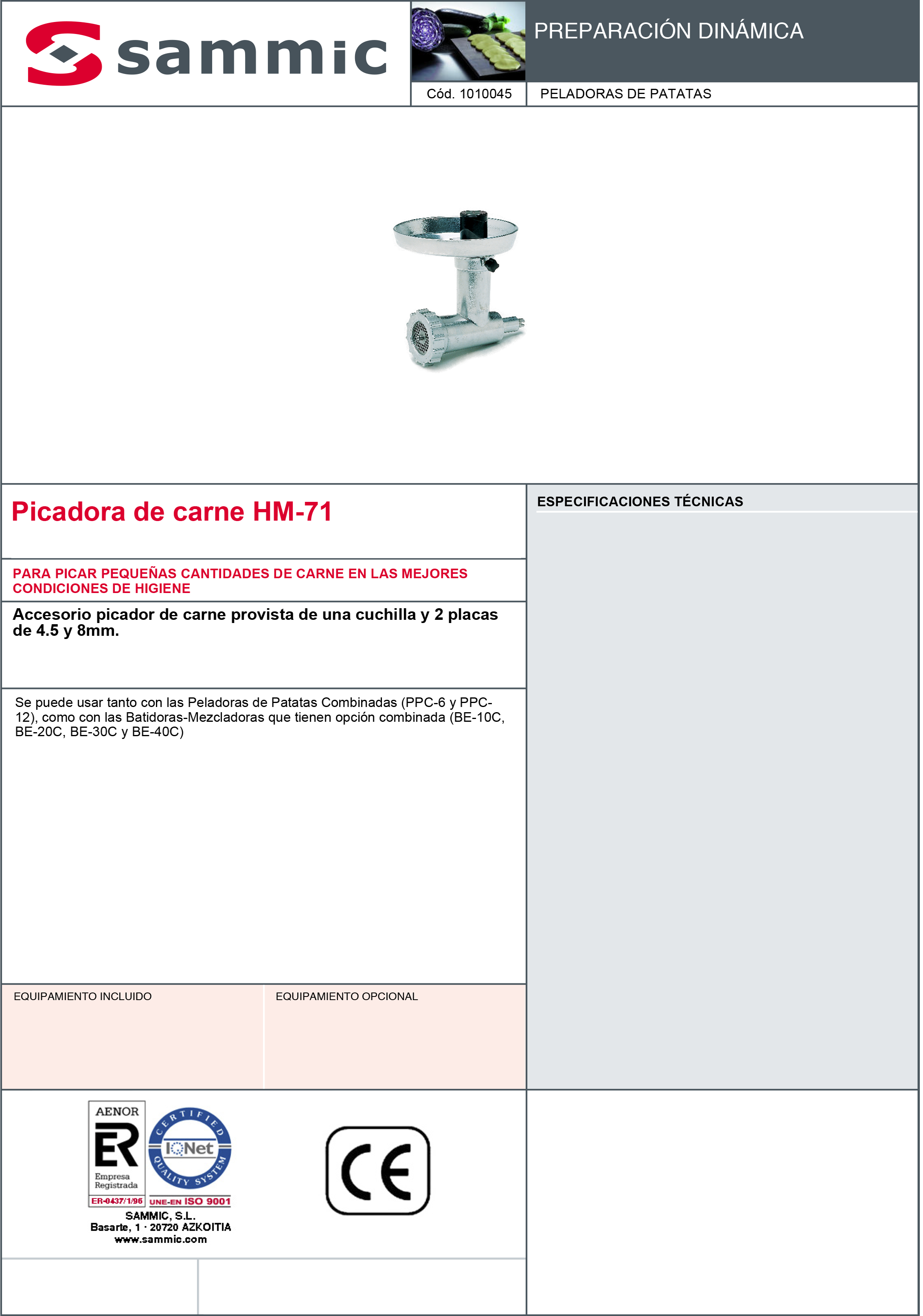 Imagen de Picadora de carne Sammic HM-71