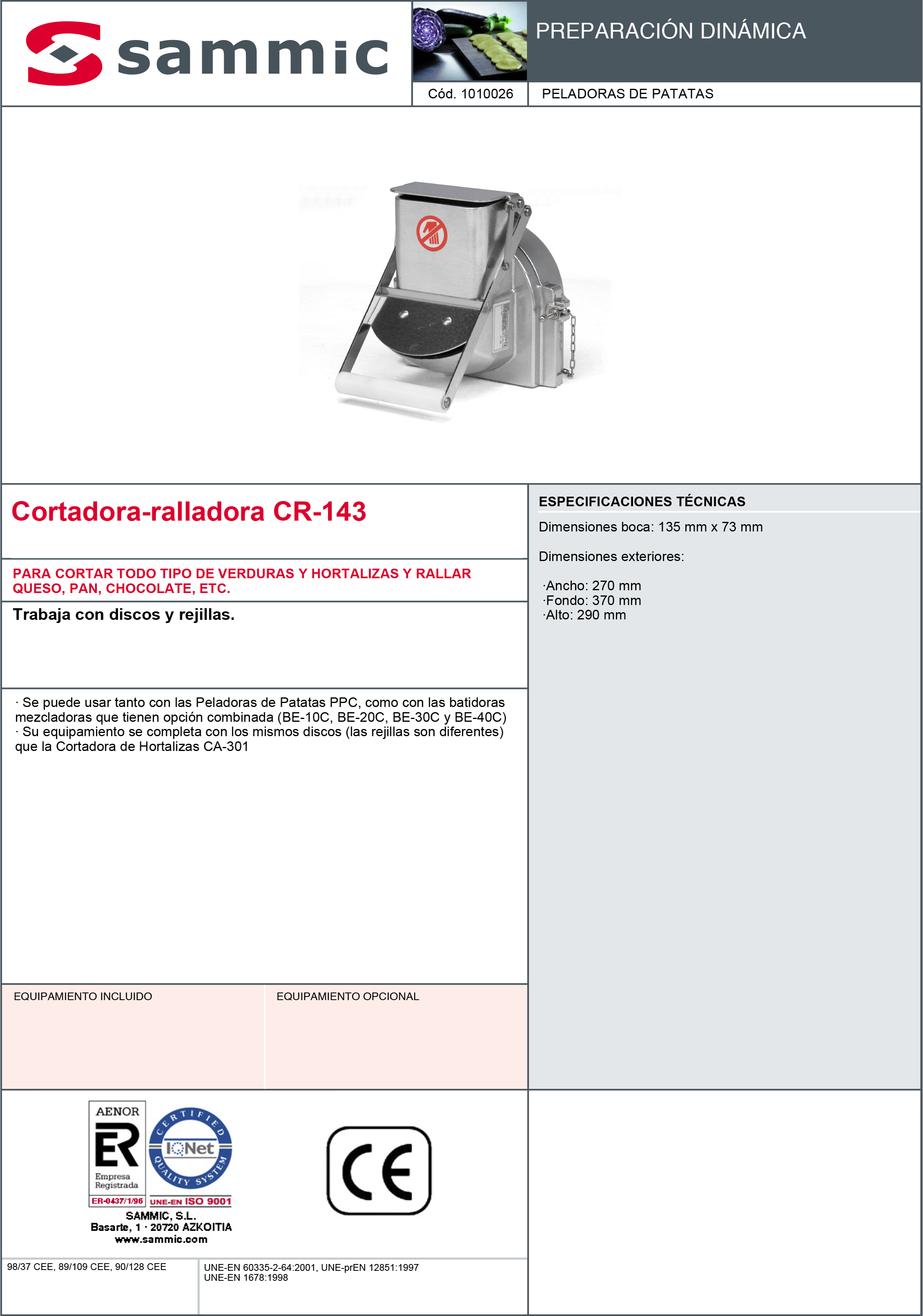 Imagen de Cortadora-ralladora Sammic CR-143